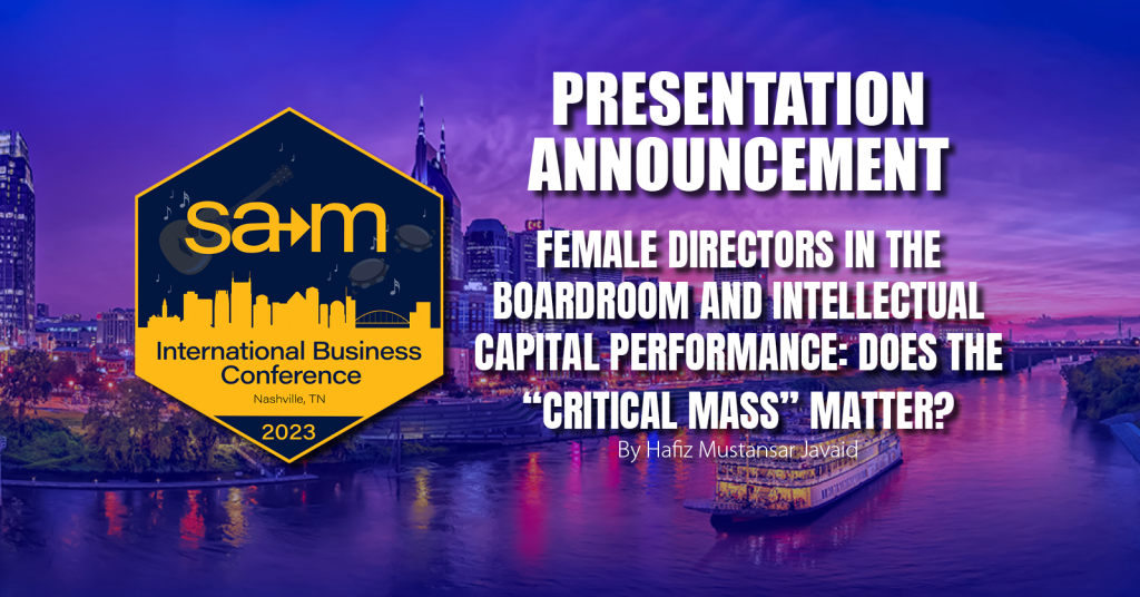 Title Slide for Female directors in the boardroom and intellectual capital performance: Does the “critical mass” matter?