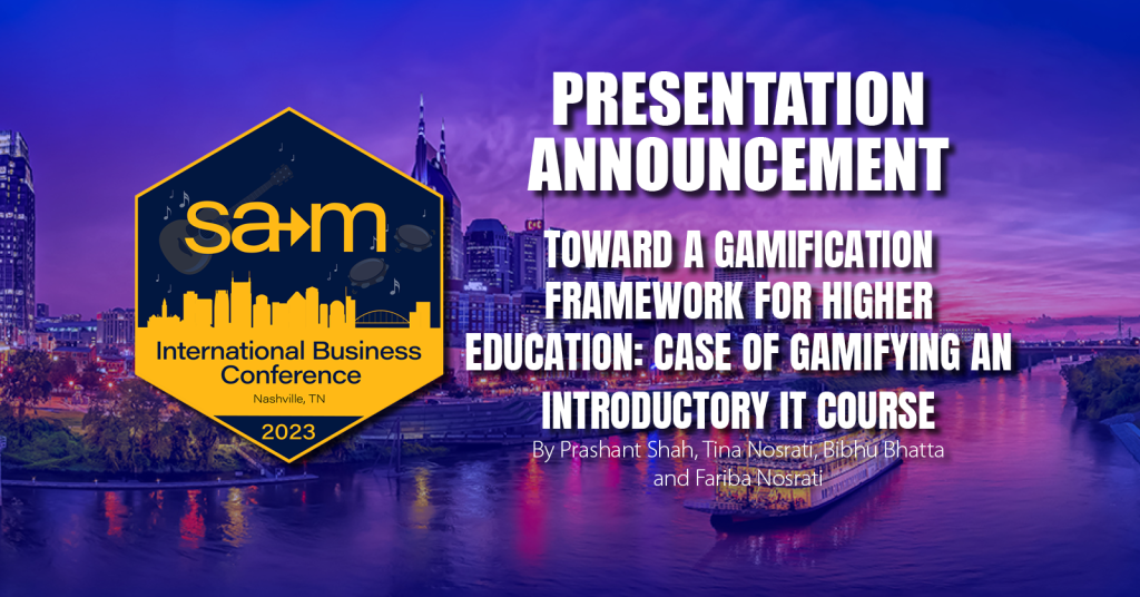 Presentation announcement of Toward a Gamification Framework for Higher Education: Case of Gamifying an Introductory IT Course