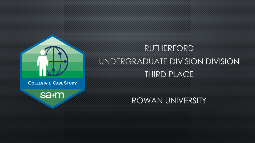 2014 RUTHERFORD UNDERGRADUATE DIVISION DIVISION THIRD PLACE ROWAN UNIVERSITY
