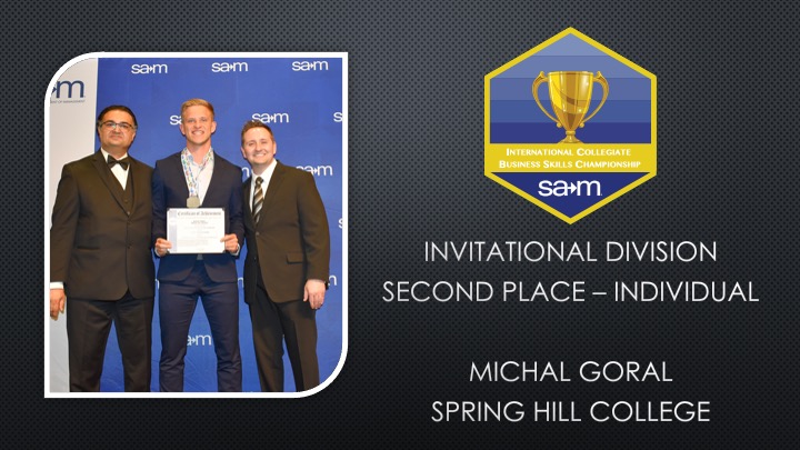2025 INVITATIONAL DIVISION SECOND PLACE – INDIVIDUAL MICHAL GORAL SPRING HILL COLLEGE