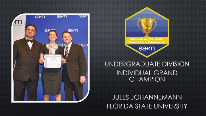 2025 UNDERGRADUATE DIVISION INDIVIDUAL GRAND CHAMPION JULES JOHANNEMANN FLORIDA STATE UNIVERSITY