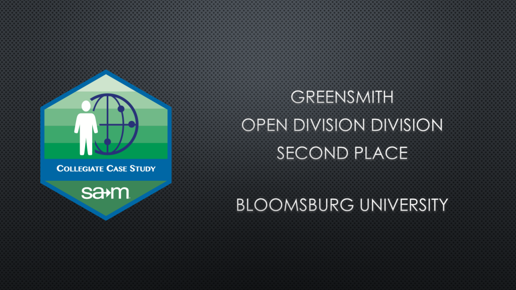 2013 GREENSMITH OPEN DIVISION DIVISION SECOND PLACE BLOOMSBURG UNIVERSITY
