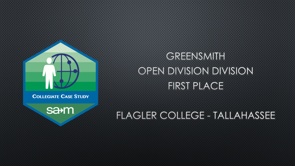 2014 GREENSMITH OPEN DIVISION DIVISION FIRST PLACE FLAGLER COLLEGE - TALLAHASSEE