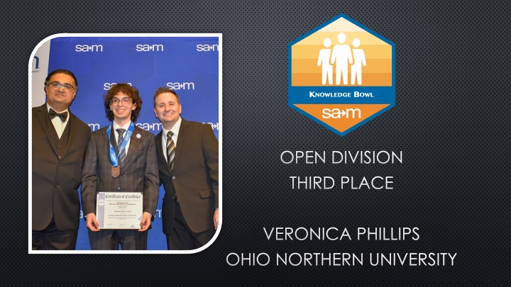2025 Business Knowledge Bowl OPEN DIVISION THIRD PLACE VERONICA PHILLIPS OHIO NORTHERN UNIVERSITY