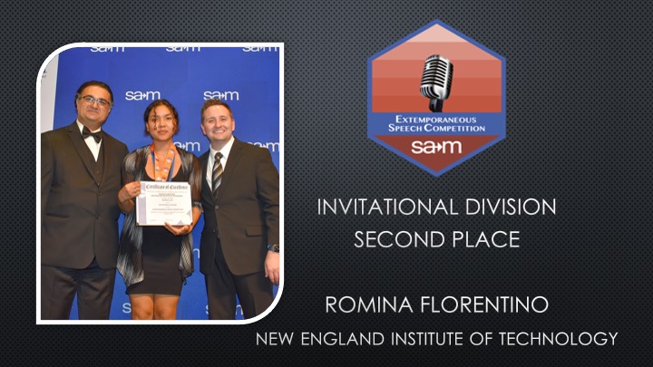 2025 EXTEMPORANEOUS SPEECH INVITATIONAL DIVISION SECOND PLACE ROMINA FLORENTINO new england institute of technology