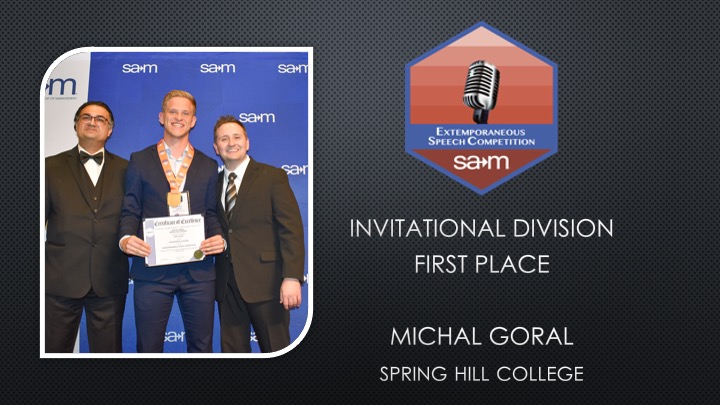2025 EXTEMPORANEOUS SPEECH INVITATIONAL DIVISION FIRST PLACE MICHAL GORAL spring hill college