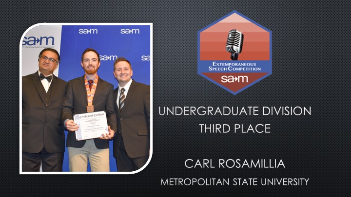 2025 Extemporaneous Speech UNDERGRADUATE DIVISION THIRD PLACE CARL ROSAMILLIA metropolitan state university
