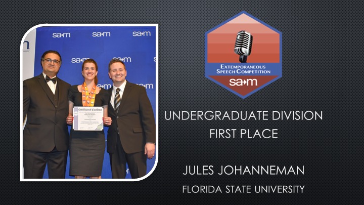 2025 Extemporaneous Speech UNDERGRADUATE DIVISION FIRST PLACE JULES JOHANNEMAN florida state university